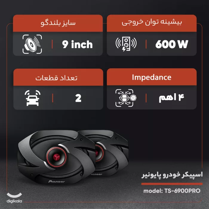 اسپیکر خودرو پایونیر مدل TS-6900PRO مجموعه 2 عددی