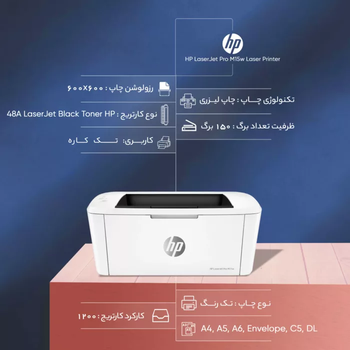 پرینتر لیزری اچ پی مدل LaserJet Pro M15w