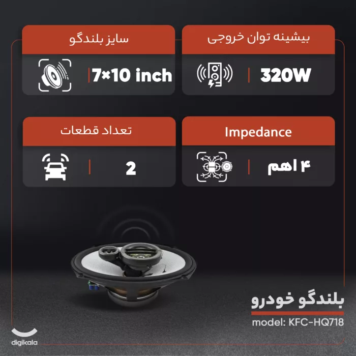 اسپیکر خودرو کنوود مدل - KFC-HQ 718  بسته دو عددی