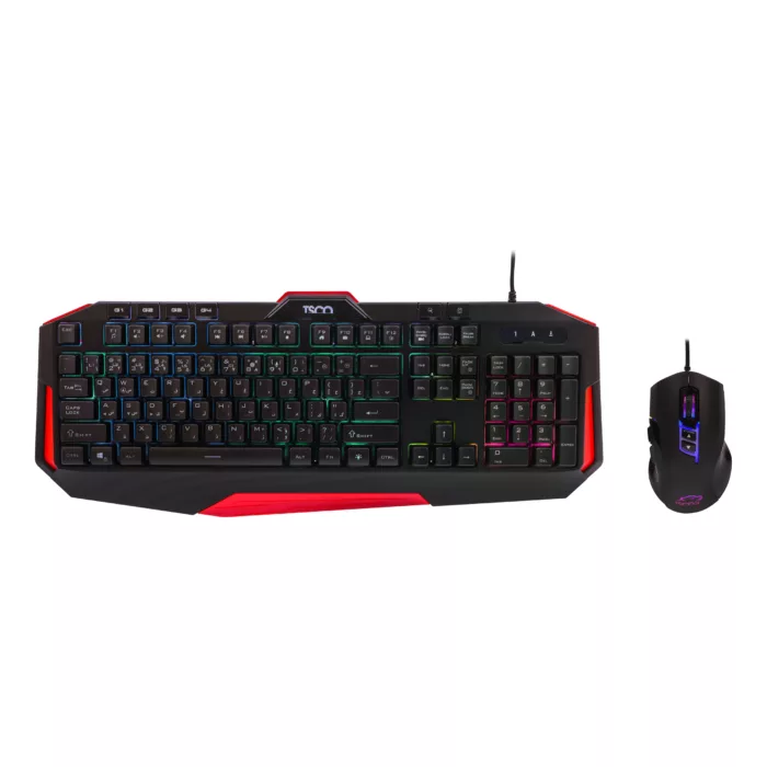 کیبورد گیمینگ تسکو مدل GKM 8205 به همراه موس، Full-size، نورپردازی RGB