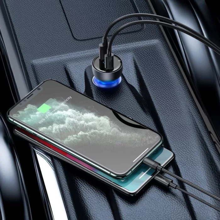 شارژر فندکی باسئوس مدل Dual Quick Charger 65W  به همراه کابل USB-C