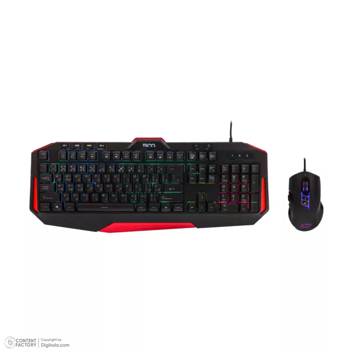 کیبورد گیمینگ تسکو مدل GKM 8205 به همراه موس، Full-size، نورپردازی RGB