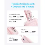 پاوربانک انکر مدل A1681 ظرفیت 20000 میلی آمپر ساعت به همراه کابل لایتنیگ و کابل USB Type-C
