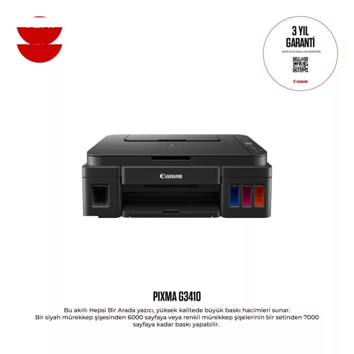 پرینتر چندکاره جوهرافشان کانن مدل PIXMA G3410
