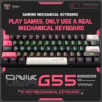 کیبورد گیمینگ اونیکوما مدل G55 RGB، مکانیکال سوییچ قهوه‌ای، Tenkeyless، نورپردازی RGB