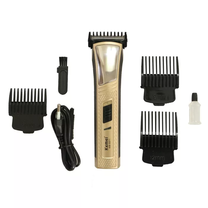 ماشین اصلاح موی صورت کیمی مدل KM-5071، اصلاح به صورت خط زن و حجم زن، طراحی ارگونومیک، منبع انرژی باتری قابل شارژ، تکنولوژی اصلاح به صورت برش مستقیم، مدت زمان شارژ 480 دقیقه و مدت زمان استفاده پس از شارژ 60 دقیقه