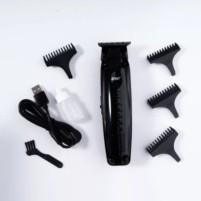 ماشین اصلاح موی سر و صورت جی دبلیو مدل GW-9979، اصلاح به صورت صفر زن، خط زن، منبع انرژی باتری، تکنولوژی اصلاح به صورت تریمر، مدت زمان شارژ 120 دقیقه و مدت زمان استفاده پس از شارژ 120 دقیقه، به همراه کابل شارژ، برس تمیزکننده، روغن، 4 عدد شانه، عملکرد توربو