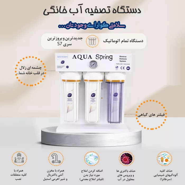 دستگاه تصفیه کننده آب آکوآ اسپرینگ مدل RO-S7-WZ 7940 به همراه کیت نشتی
