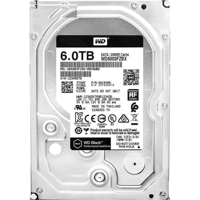 هارددیسک اینترنال وسترن دیجیتال مدل Black WD6003FZBX ظرفیت 6 ترابایت
