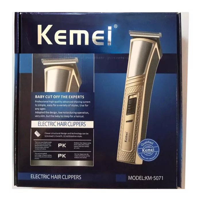 ماشین اصلاح موی صورت کیمی مدل KM-5071، اصلاح به صورت خط زن و حجم زن، طراحی ارگونومیک، منبع انرژی باتری قابل شارژ، تکنولوژی اصلاح به صورت برش مستقیم، مدت زمان شارژ 480 دقیقه و مدت زمان استفاده پس از شارژ 60 دقیقه