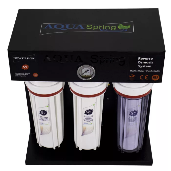 دستگاه تصفیه کننده آب آکوآ اسپرینگ مدل RO-S7-BZ 7900 به همراه مجموعه فیلتر چهار عددی و رسوبگیر گلیتز