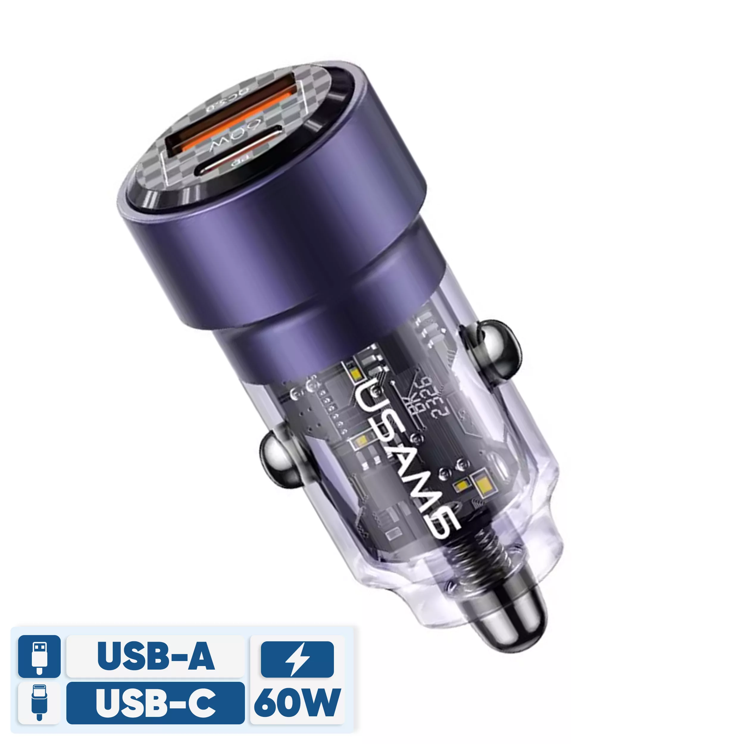 شارژر فندکی 60 وات یوسمز مدل US-CC208 C39 شارژر فندکی 60 وات یوسمز مدل US-CC208 C39